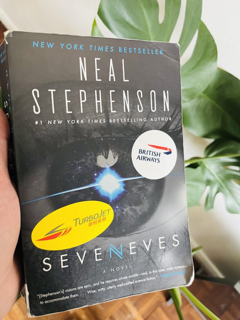 A worn our copy of Seveneves by Neal Stephenson